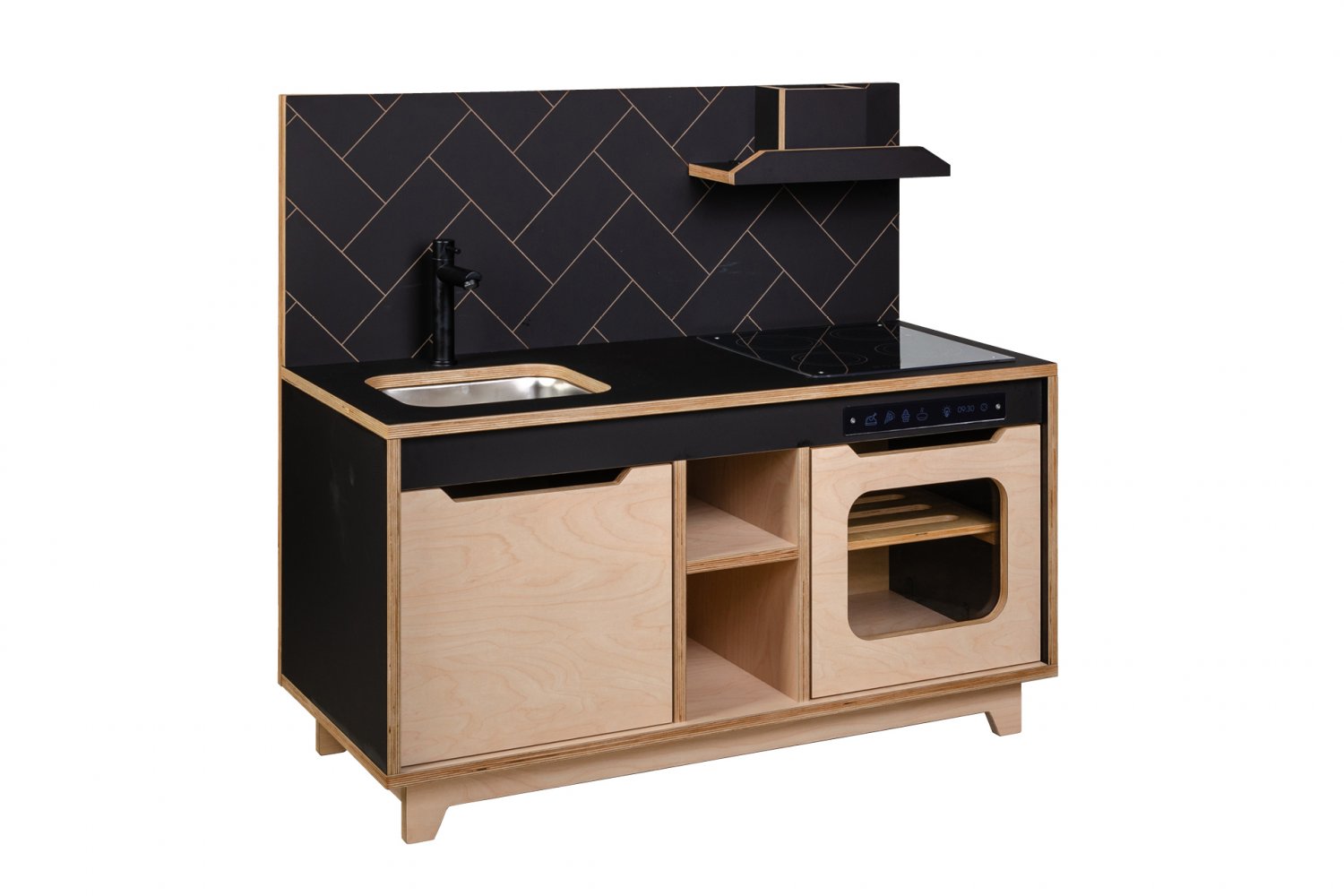 Wooden Plywood Kitchen for early learning BLACK