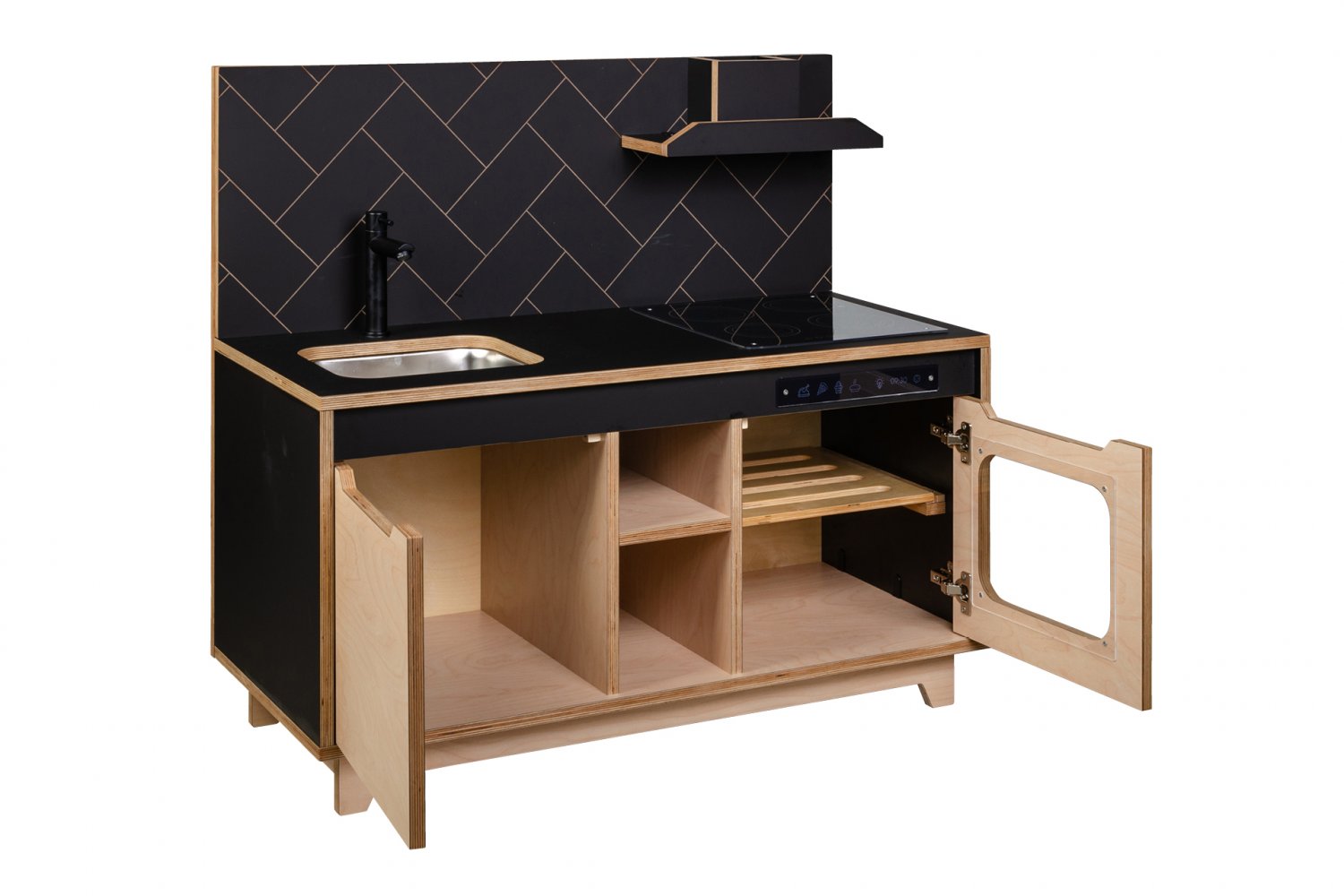 Wooden Plywood Kitchen for early learning BLACK