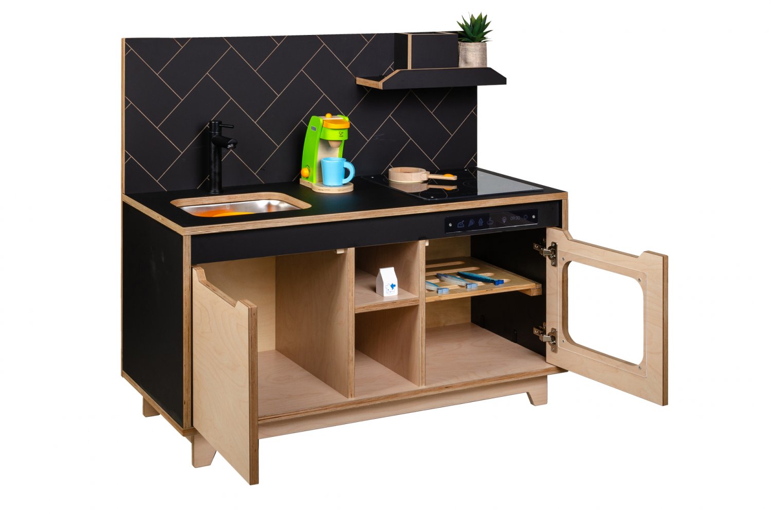 Wooden Plywood Kitchen for early learning BLACK