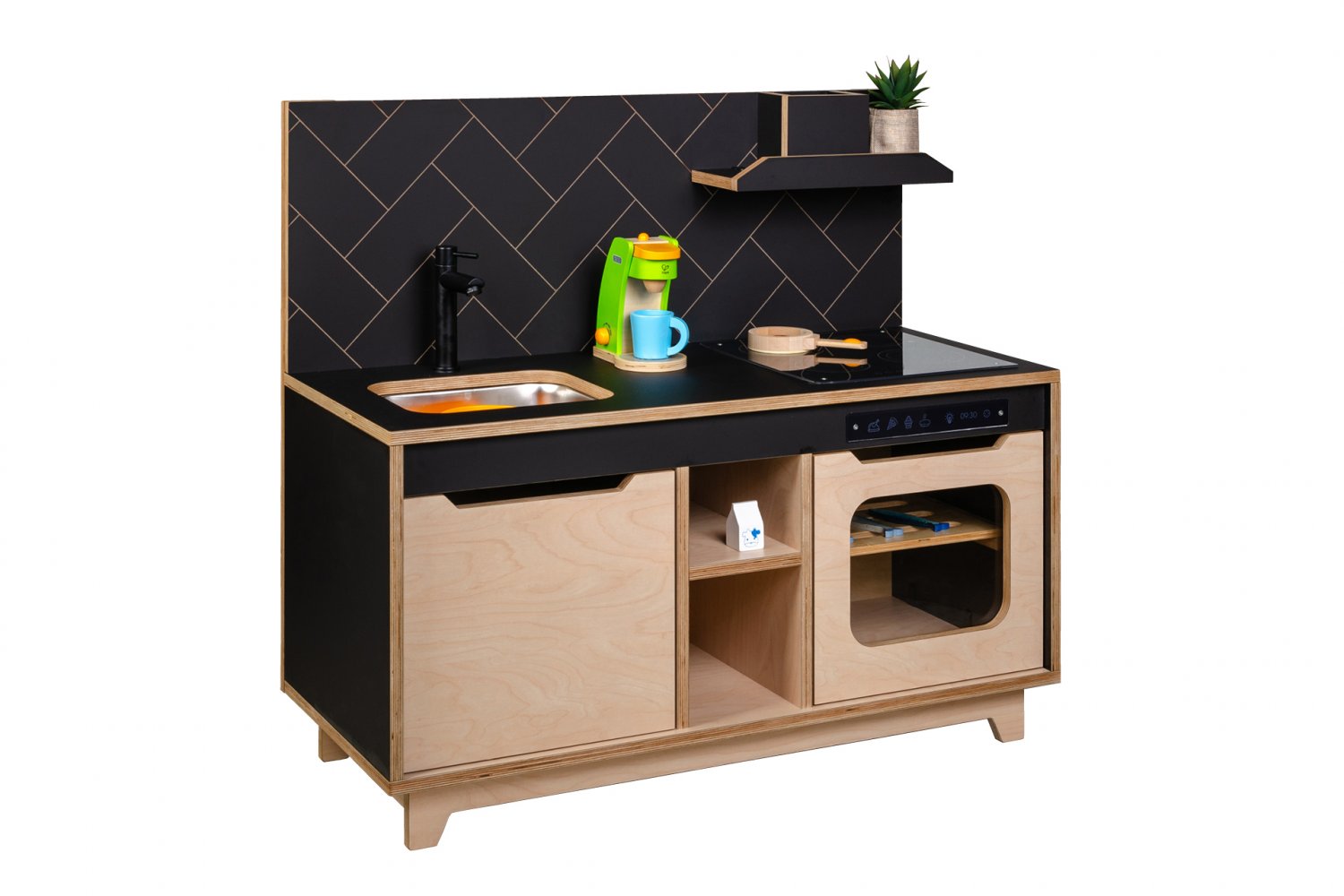 Wooden Plywood Kitchen for early learning BLACK
