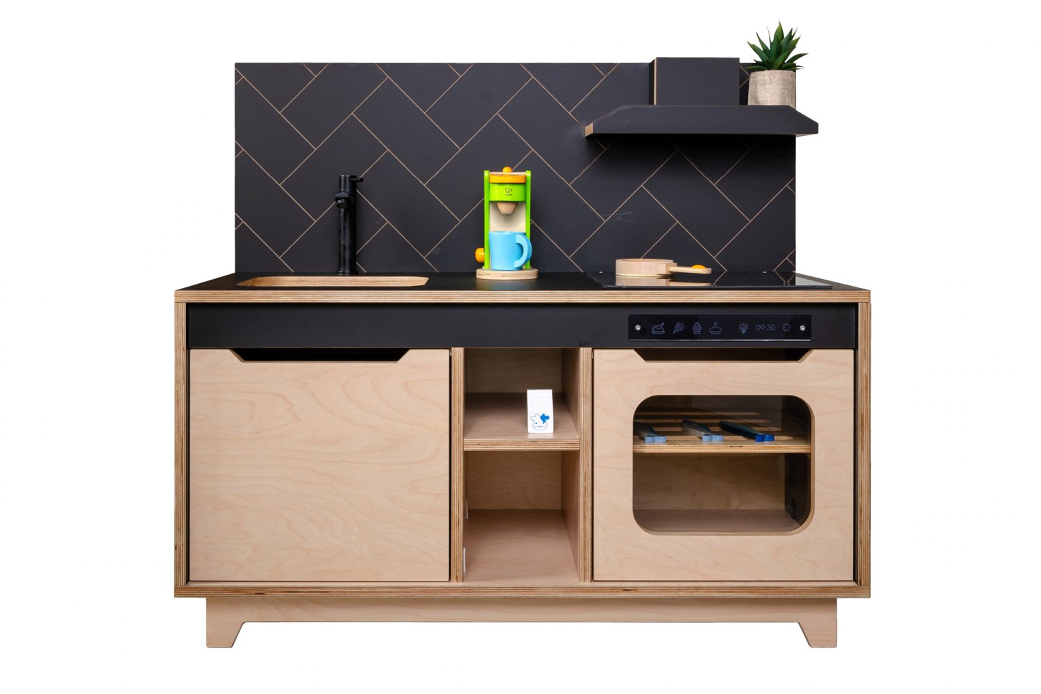 Wooden Plywood Kitchen for early learning BLACK