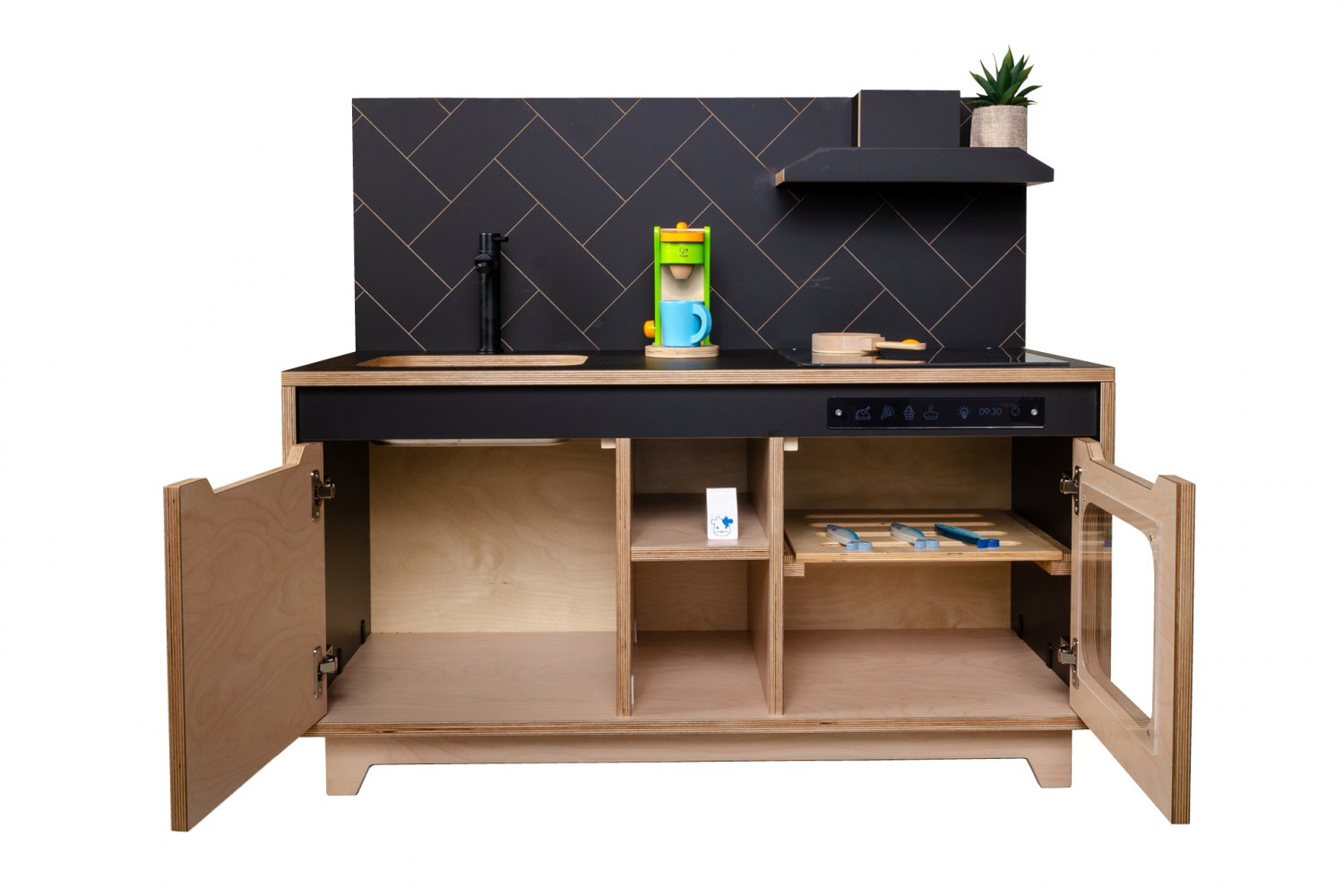 Wooden Plywood Kitchen for early learning BLACK