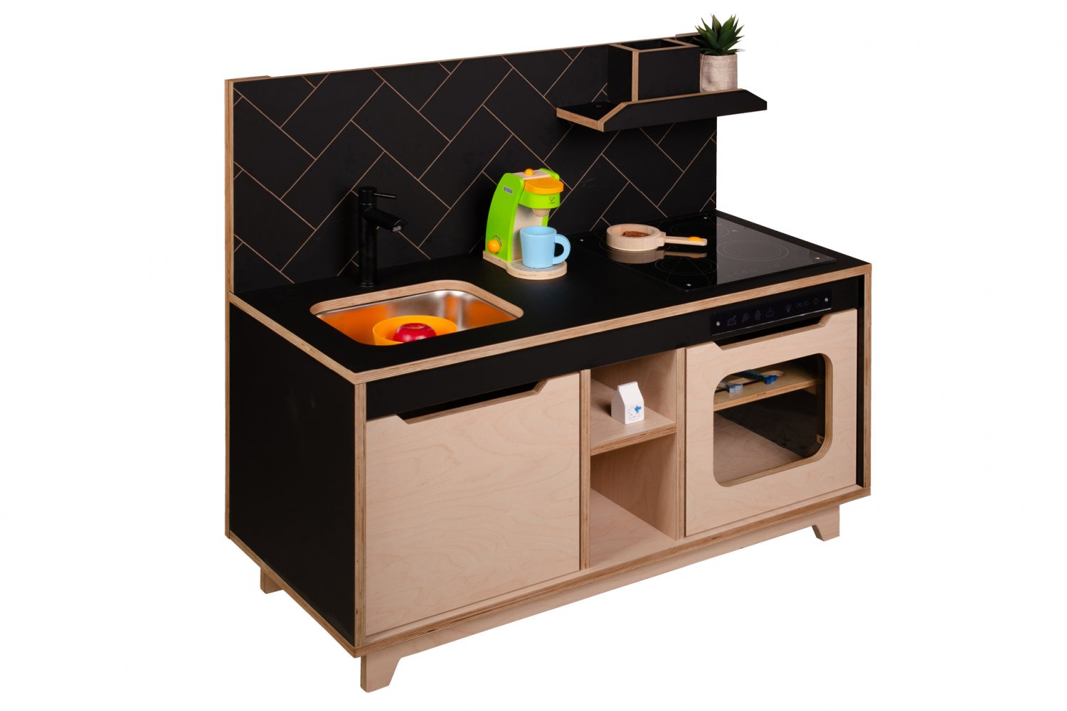 Wooden Plywood Kitchen for early learning BLACK