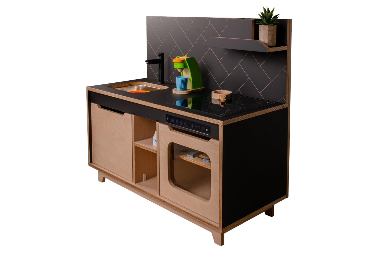 Wooden Plywood Kitchen for early learning BLACK