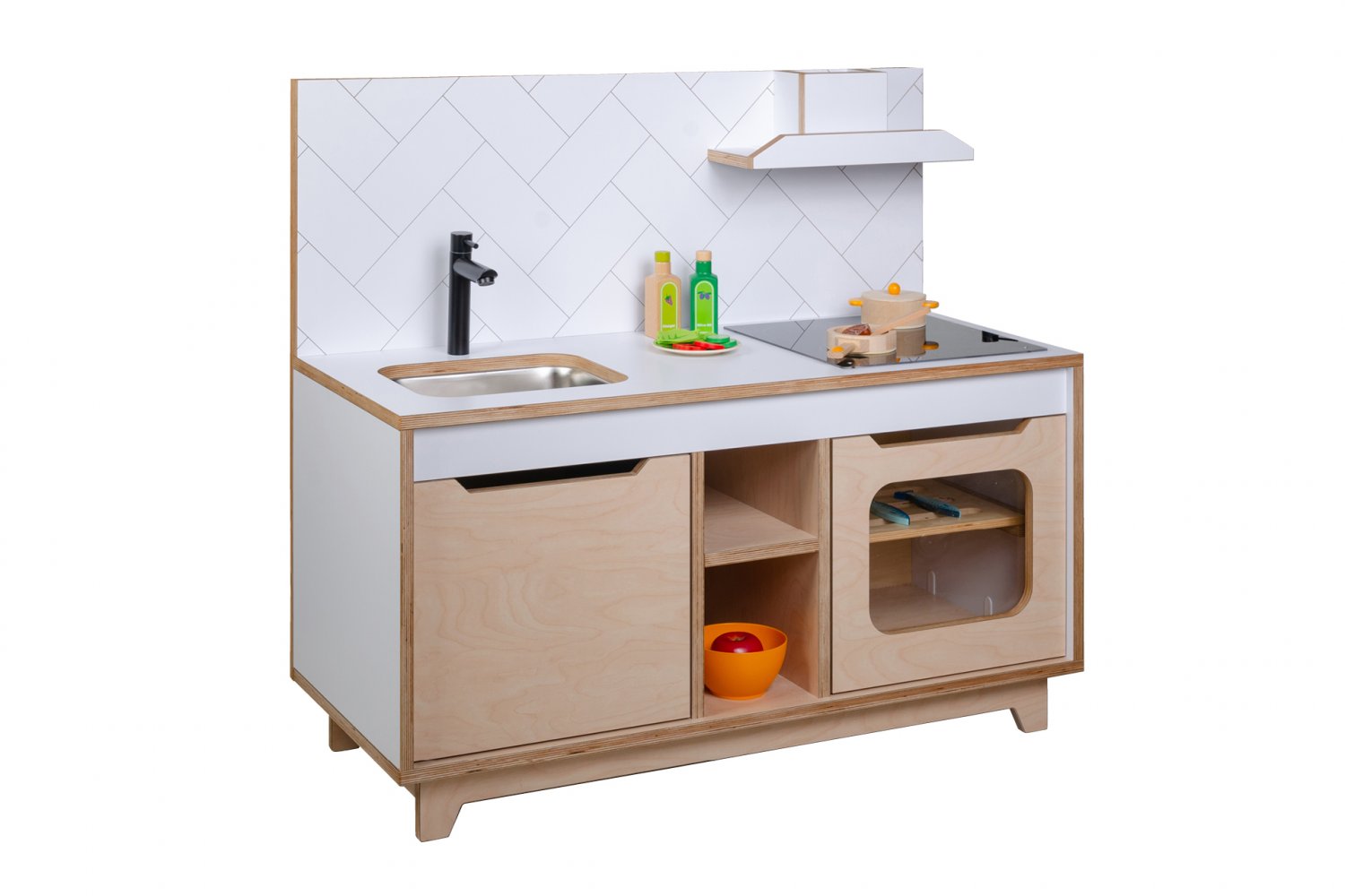 Wooden Plywood Kitchen for early learning WHITE