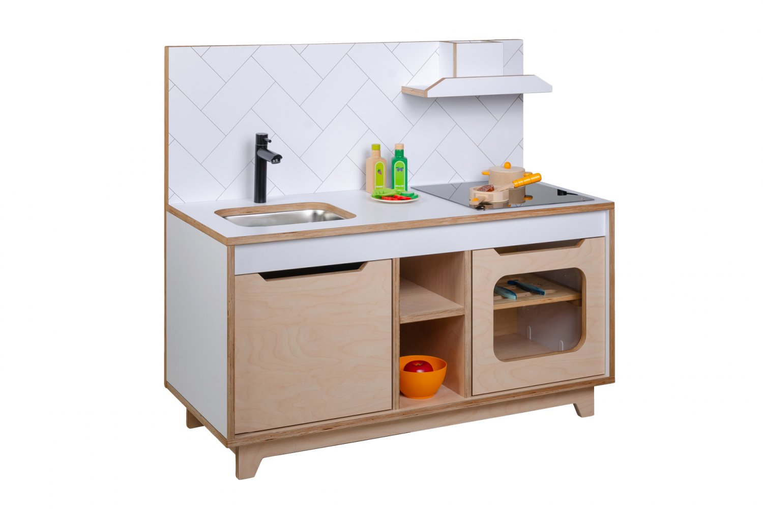 Wooden Plywood Kitchen for early learning WHITE
