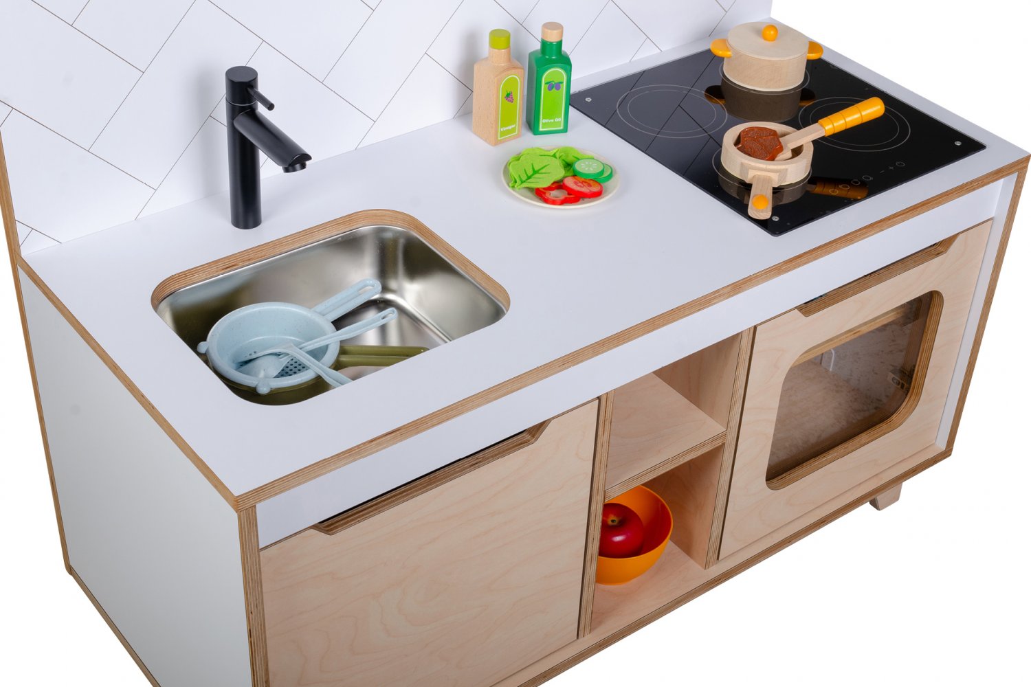 Wooden Plywood Kitchen for early learning WHITE