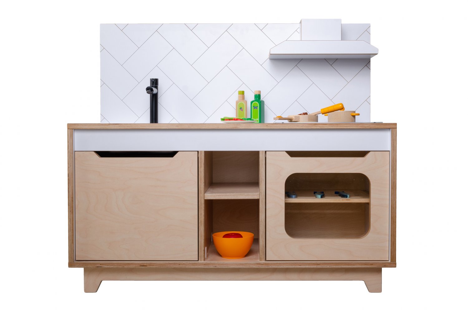 Wooden Plywood Kitchen for early learning WHITE
