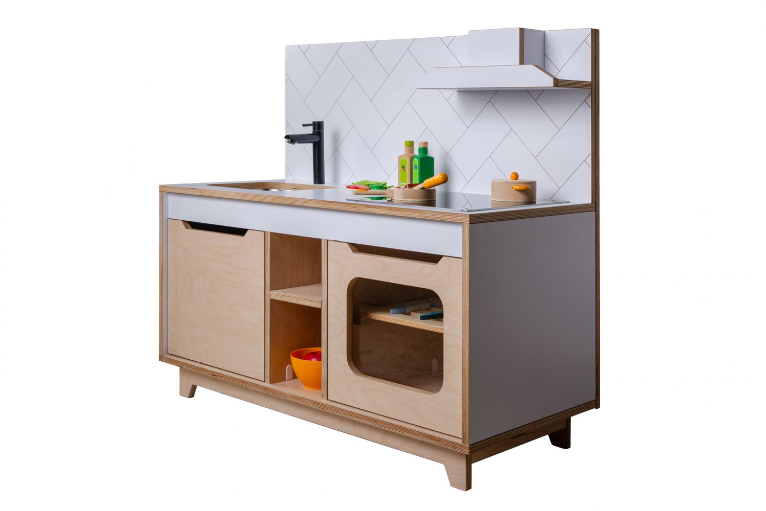 Wooden Plywood Kitchen for early learning WHITE