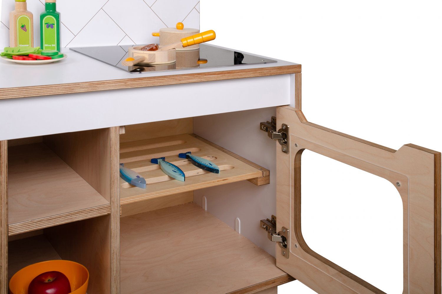 Wooden Plywood Kitchen for early learning WHITE